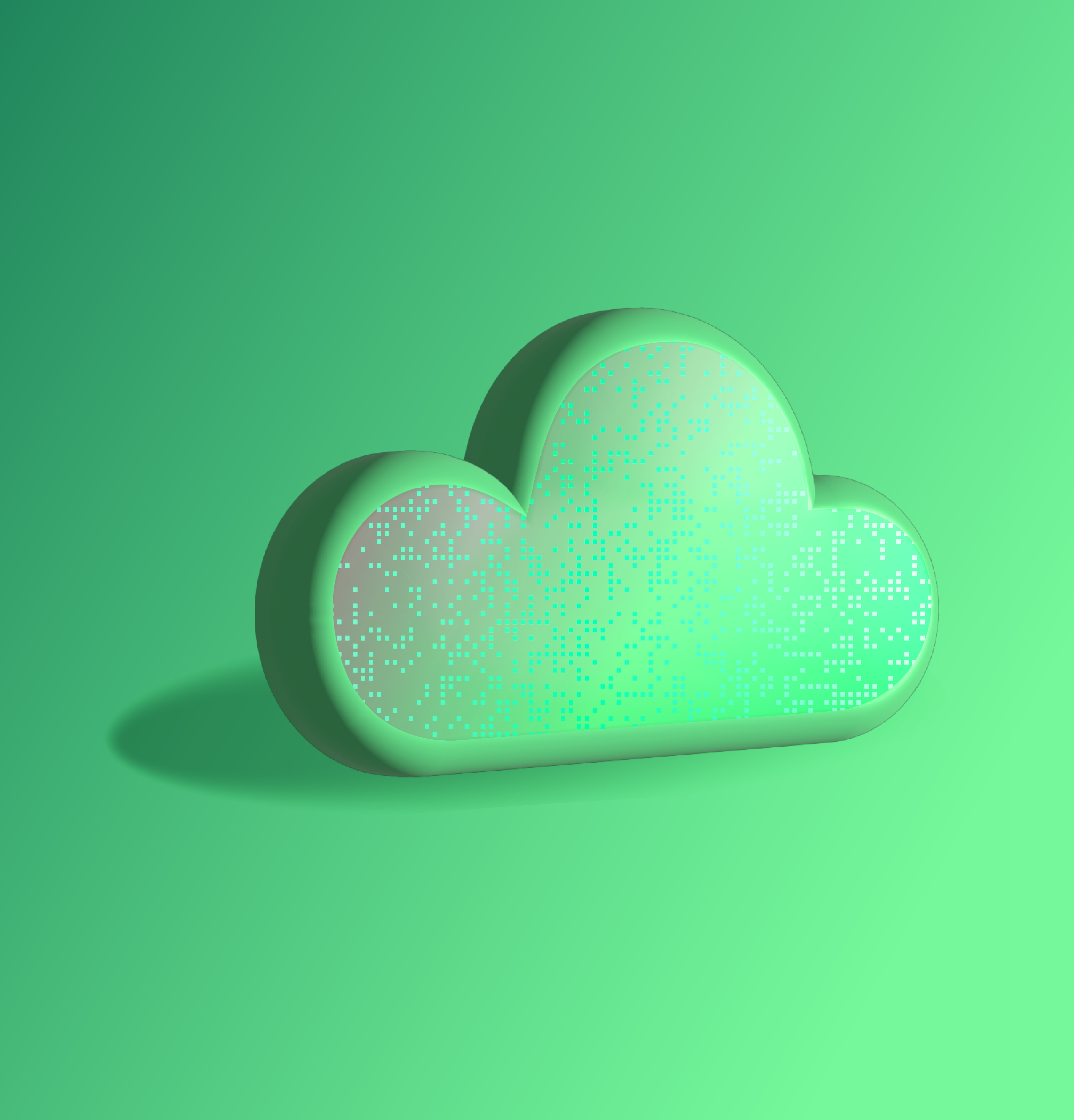 3D cloud icon — morph green core