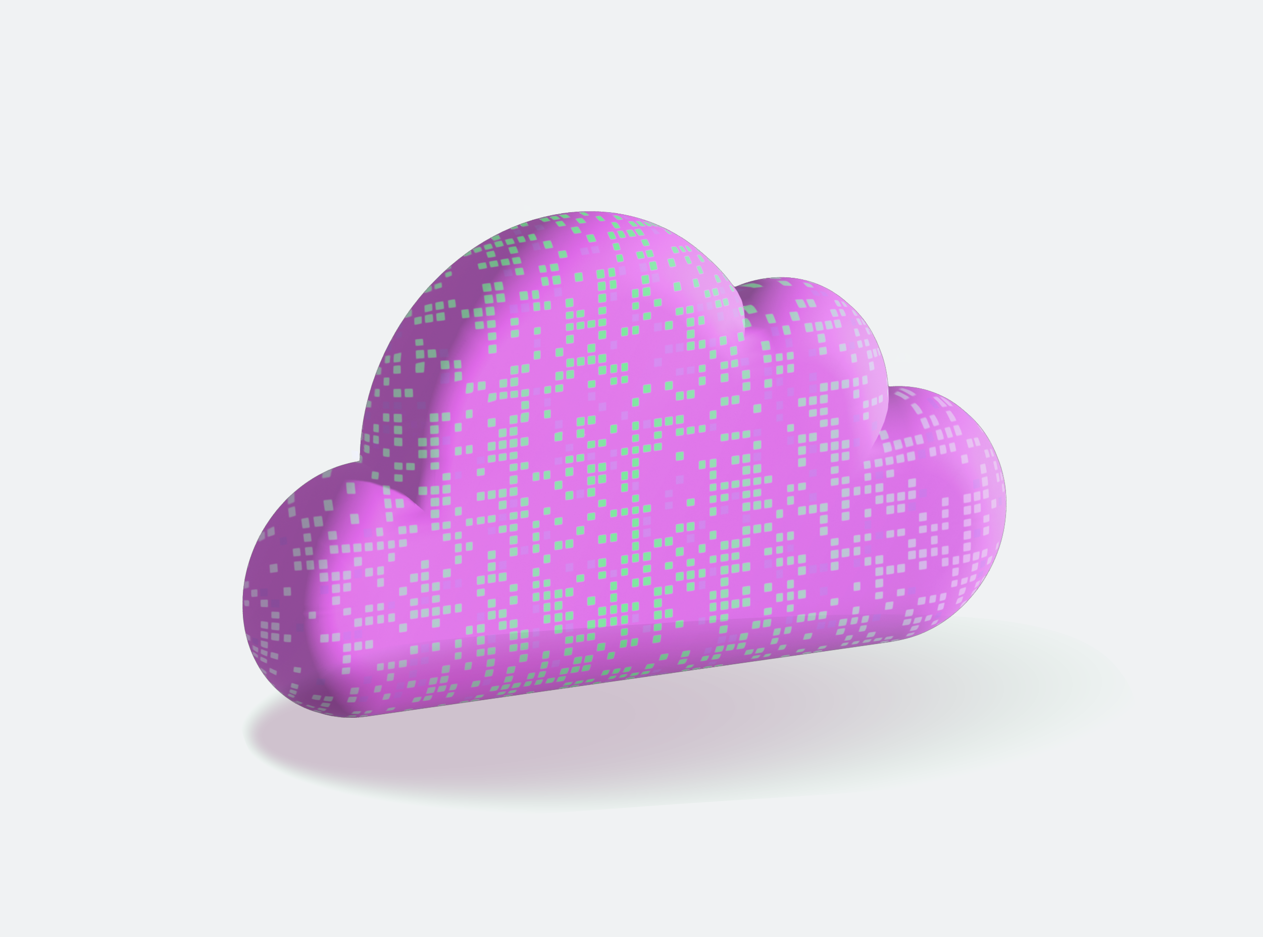 3D material study — magenta plastic with pixel mesh