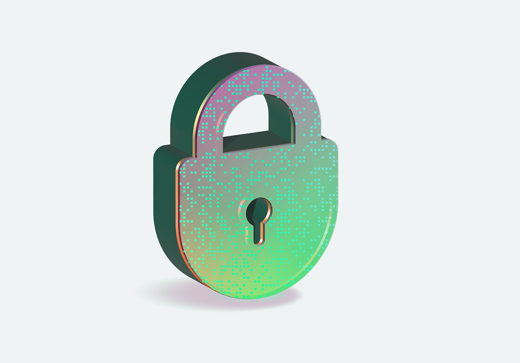 3D composition — lock and shield stack