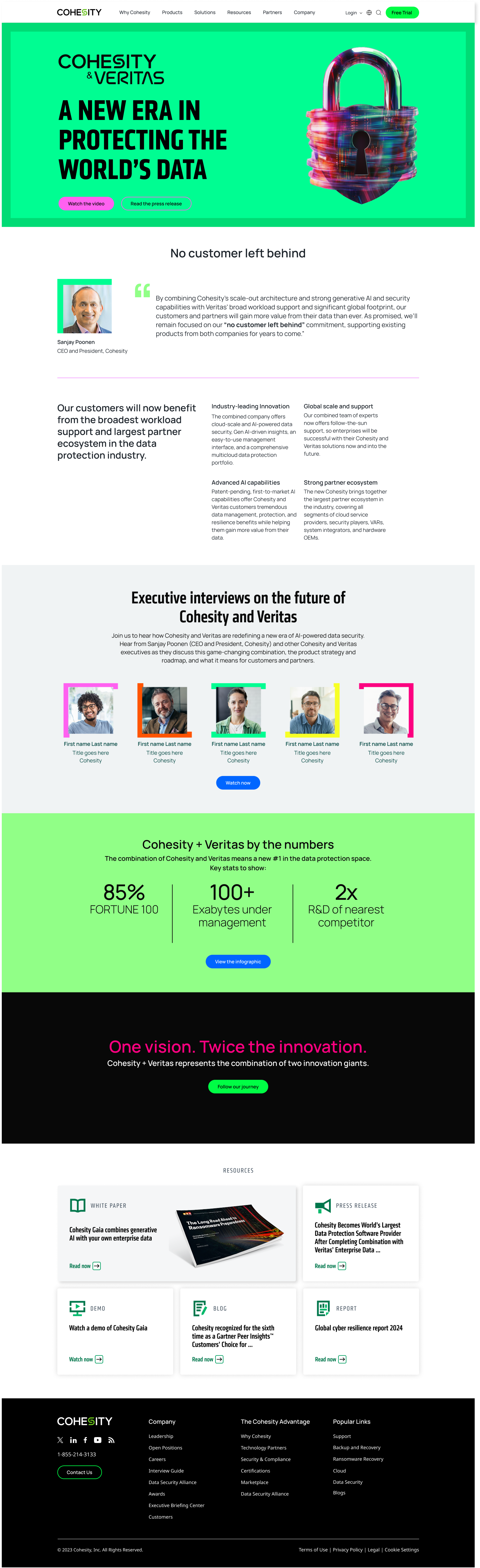 Cohesity Website Redesign 2025 - Landing Page